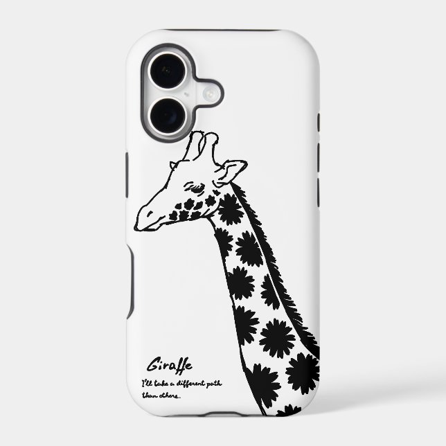 A giraffe with floral pattern (Black) (Back)