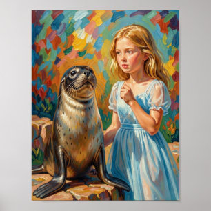 A girl and a seal poster