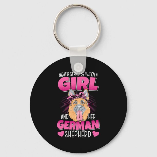 A Girl And German Shepherd Key Ring (Front)