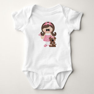 A girl and her dog. baby bodysuit