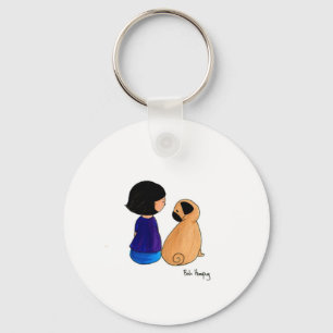 A Girl And Her Pug Key Ring