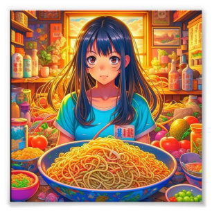 A Girl and her Ramen Anime Photo Print