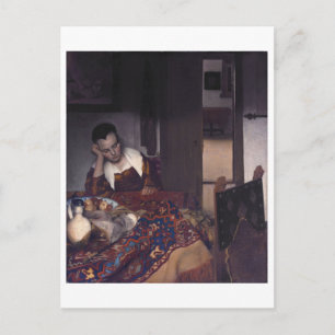 A Girl Asleep by Johannes Vermeer Postcard