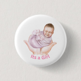 A Girl Cute Baby Shower Button Pin