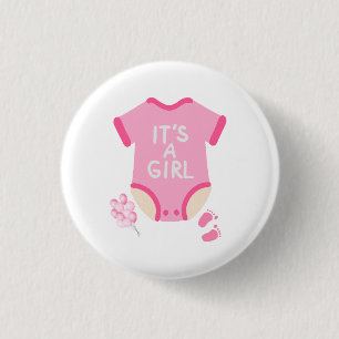 A Girl Cute Baby Shower Button Pin