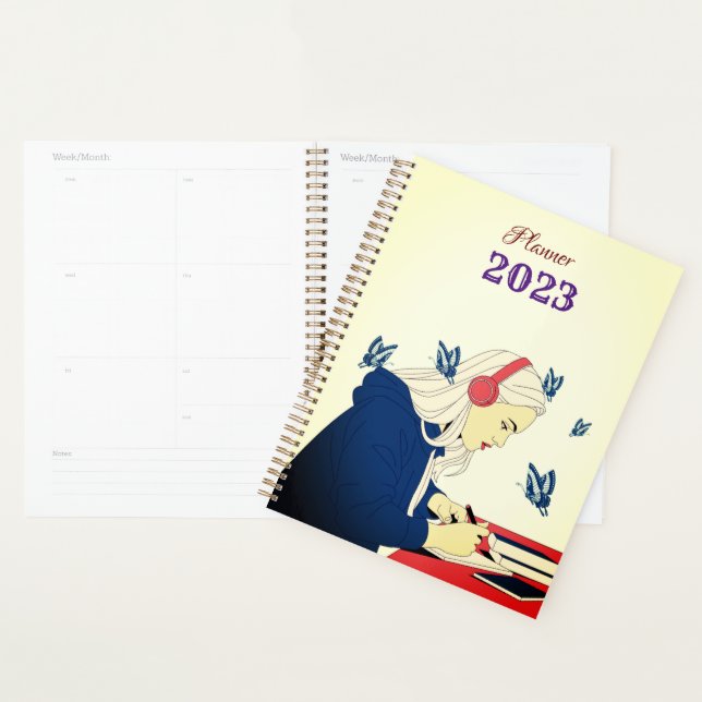 A girl engrossed in studies Planner 2024 (Display)