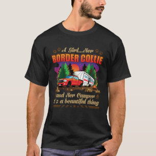 A Girl Her Border Collie and Her Camper Dog T-Shirt