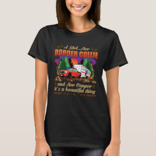 A Girl Her Border Collie and Her Camper Dog T-Shirt