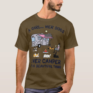 A Girl Her Dogs And Her Camper Funny Camping Gifts T-Shirt