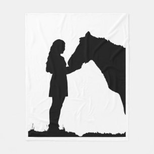 A Girl & Her Horse Love Customise background colou Fleece Blanket