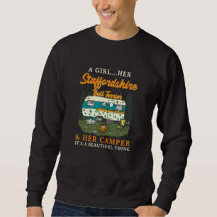 A Girl Her Staffordshire Bull Terrier And Her Camp Sweatshirt