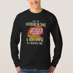 A Girl Her Staffordshire Bull Terrier And Her Camp T-Shirt