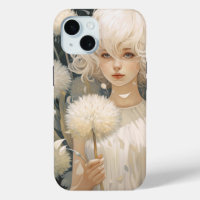 A Girl Holding A Dandelion iPhone 15 Case
