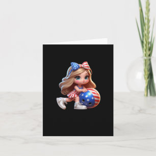 A Girl In Bowling Sport Sticker Card