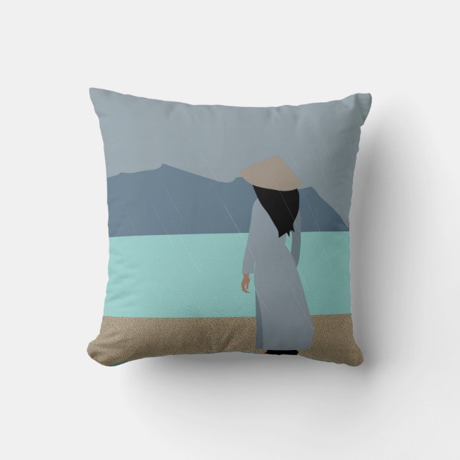 A girl in the rain cushion (Front)