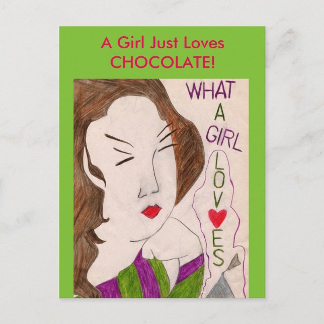 A Girl Just Loves Chocolate! Postcard (Front)