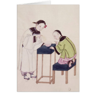 A Girl Looking for Luck into a Bowl of Water