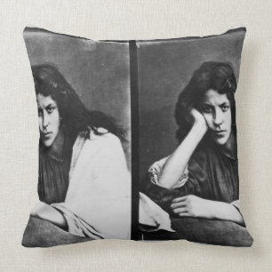 A Girl of Chioggia Dreaming of Her Loves (b/w phot Cushion