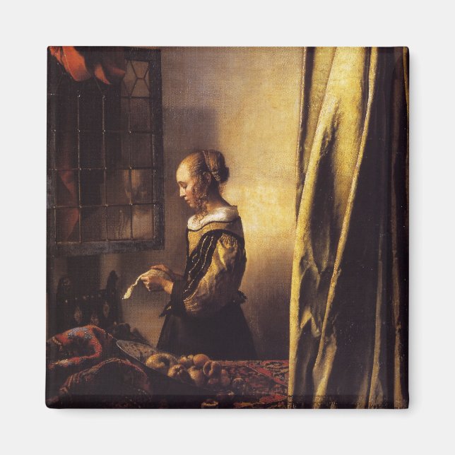 A Girl Reading a Letter at an Open Window Magnet (Front)