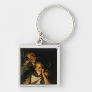 A Girl reading a Letter Key Ring