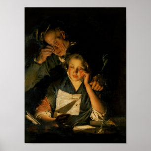 A Girl reading a Letter Poster