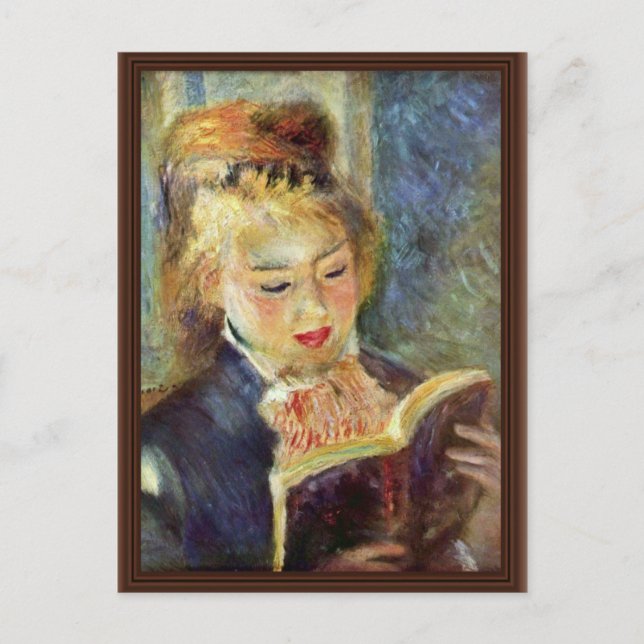 A Girl Reading By Pierre-Auguste Renoir Postcard (Front)