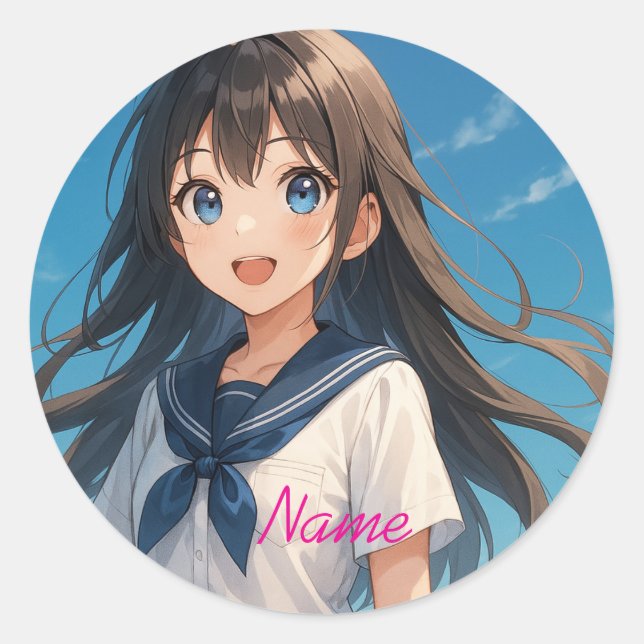 A Girl under the Summer Sky2 Classic Round Sticker (Front)