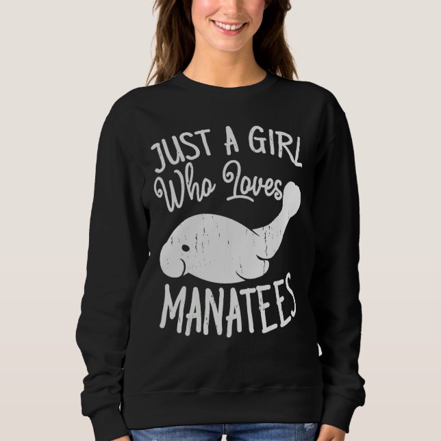 A Girl Who Love Sea Ocean Cow Manatees  Girls Sweatshirt (Front)