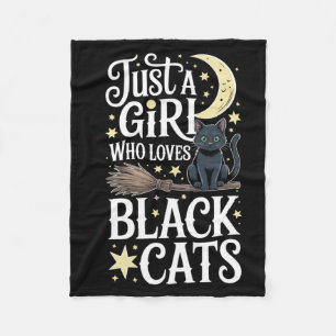 A Girl Who Loves Black Cats Halloween Performance Fleece Blanket