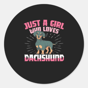 A Girl Who Loves Dachshund Classic Round Sticker