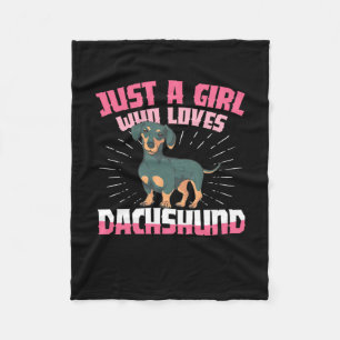A Girl Who Loves Dachshund Fleece Blanket