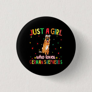 A Girl Who Loves German Shepherds Dog 3 Cm Round Badge