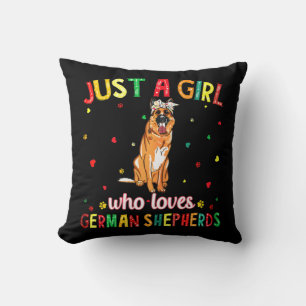 A Girl Who Loves German Shepherds Dog Cushion