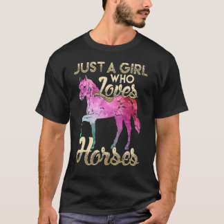 A Girl Who Loves Horses Floral Horse T-Shirt