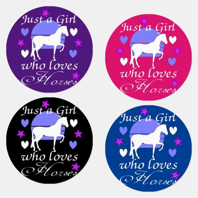  A Girl Who Loves Horses in Purple Pink Black Blue (Group)