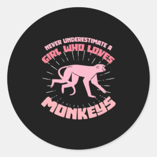 A Girl Who Loves Monkeys Classic Round Sticker