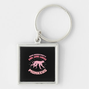 A Girl Who Loves Monkeys Key Ring
