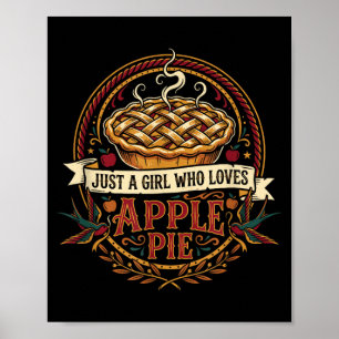 A Girl Who Loves Pie Baking Vintage Thanksgiving Poster