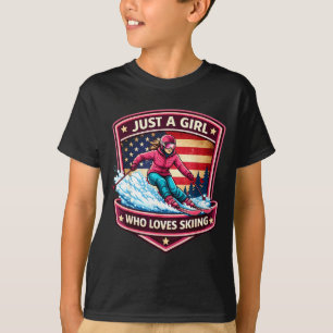 A girl who loves skiing american skier ski resort T-Shirt