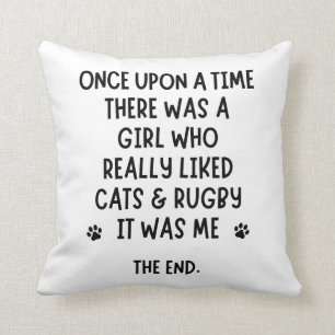 A girl who really liked Rugby and cats. Cushion