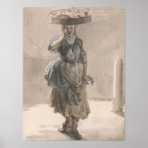 A Girl With a Basket On Her Head - Paul Sandby Poster