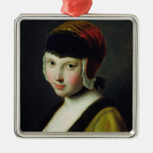 A girl with a black mask metal tree decoration