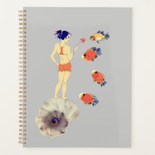 A girl with a flower planner