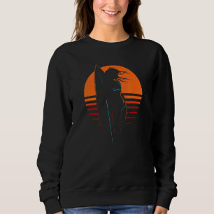 A Girl With A Surfboard On The Of Sunset Sweatshirt