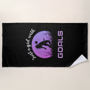 A girl with goals beautiful soccer beach towel