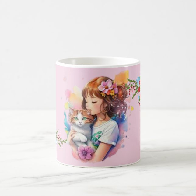 A girl with her cat mug (Center)