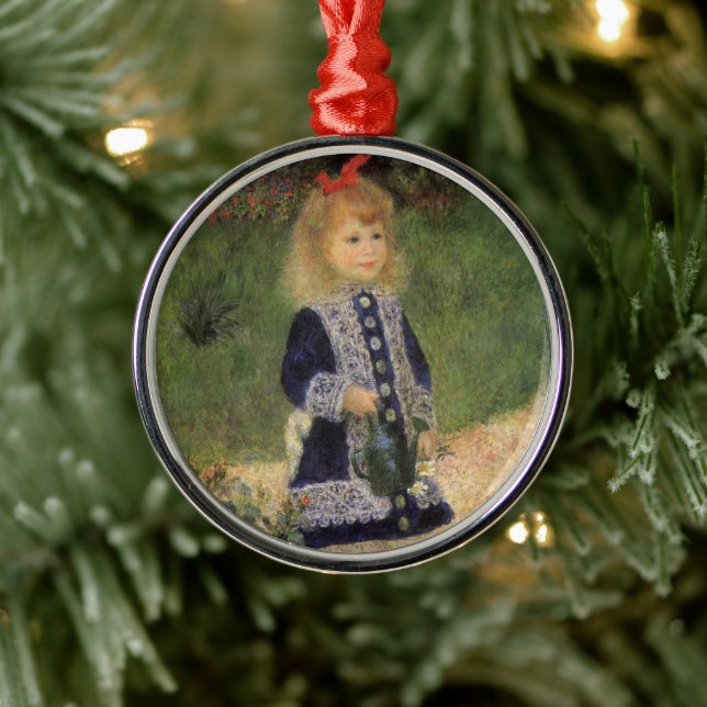 A Girl with Watering Can by Pierre Renoir Metal Tree Decoration (Tree)
