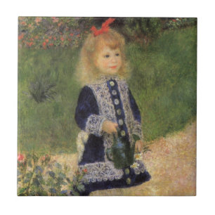 A Girl with Watering Can by Pierre Renoir Tile
