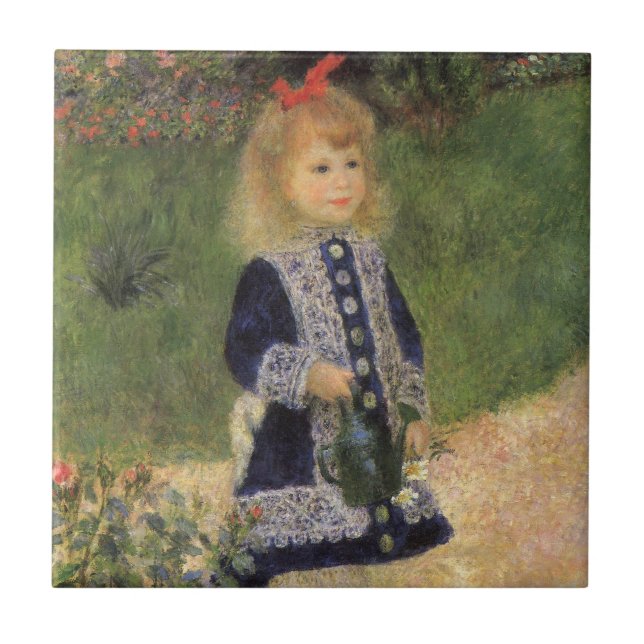 A Girl with Watering Can by Pierre Renoir Tile (Front)