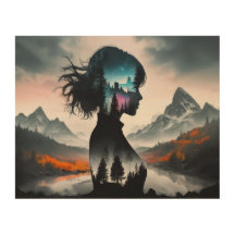 A girl's shadow _wood wall art